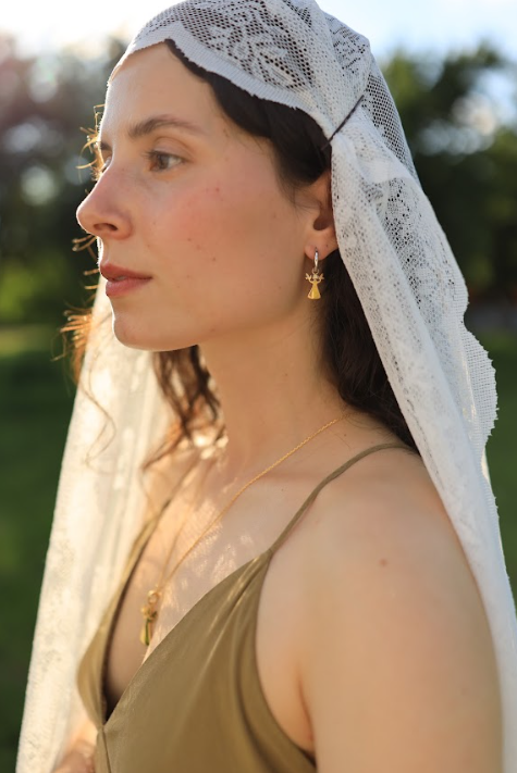 Silver asymmetric earrings "Bereginya"
