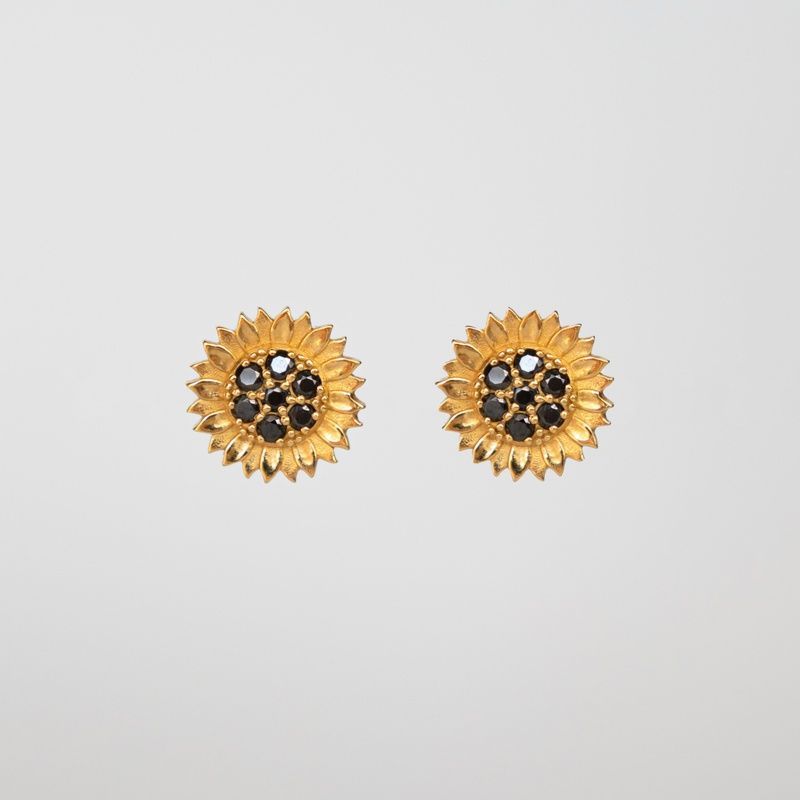Gold-plated silver earrings "Sunflowers of happiness"