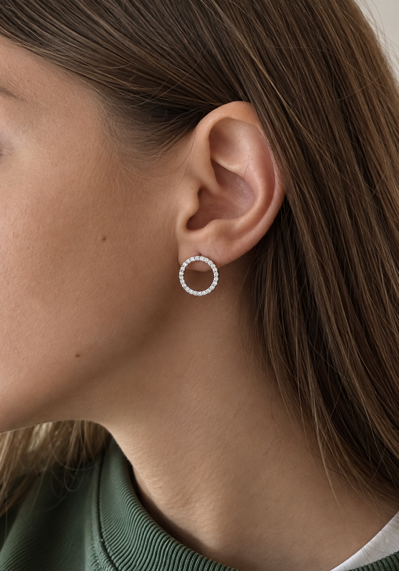 Silver earrings "Eternity" with cubic zirconia