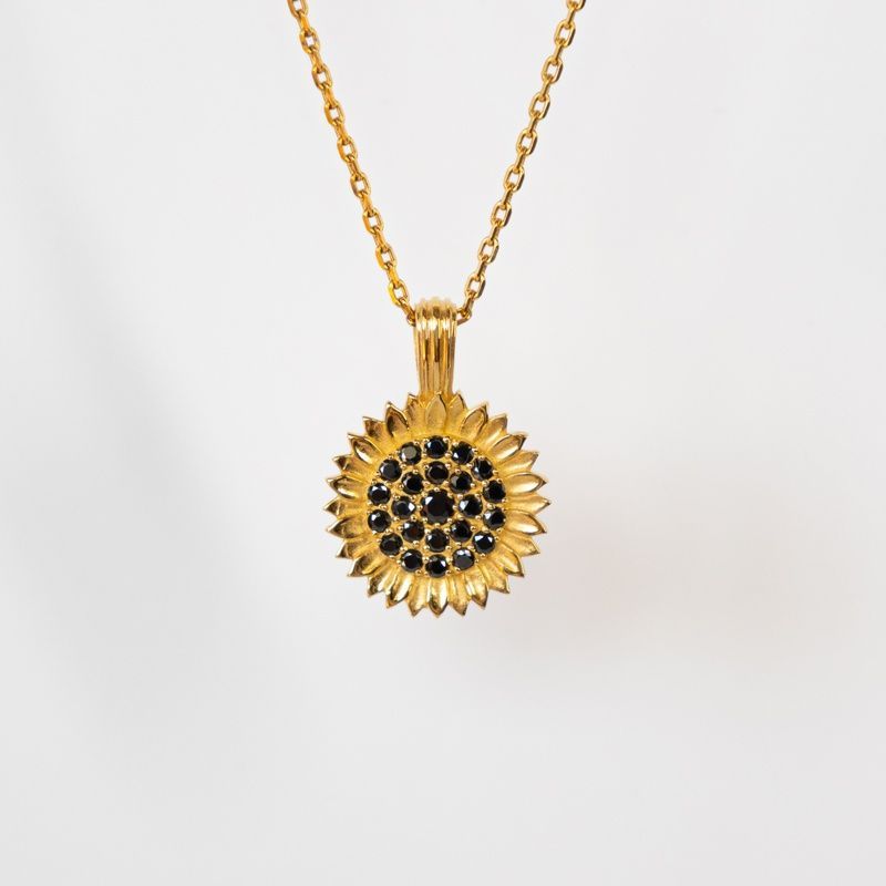 Gold-plated silver pendant: Sunflowers of happiness