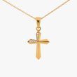 Silver pendant in gold plating "Cross" with white stones