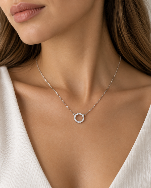 Silver necklace "Eternity" with cubic zirconias