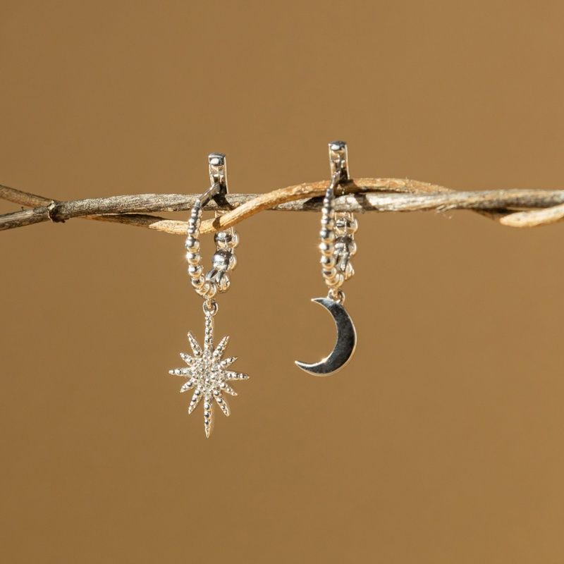 Silver earrings "Day and night"