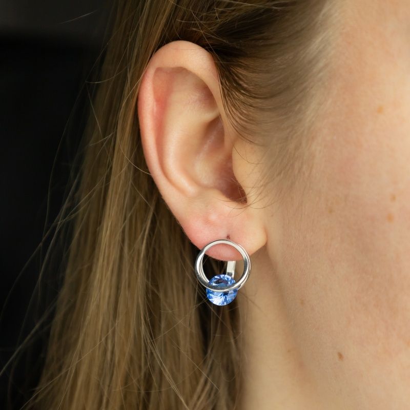 Silver blue earrings "Circle"