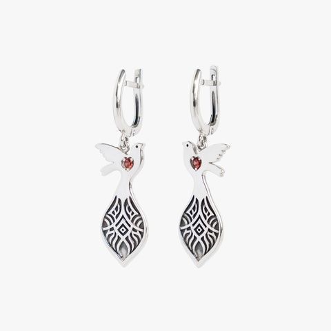 Silver earrings &ldquo;Flight of a bird&rdquo;