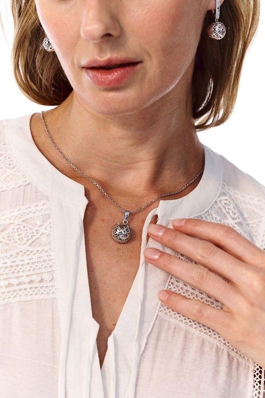 Silver green pendant "Vyshyvanka"