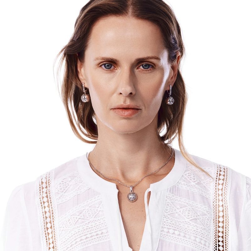 Silver green pendant "Vyshyvanka"