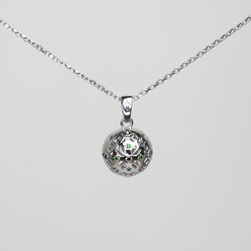 Silver green pendant "Vyshyvanka"