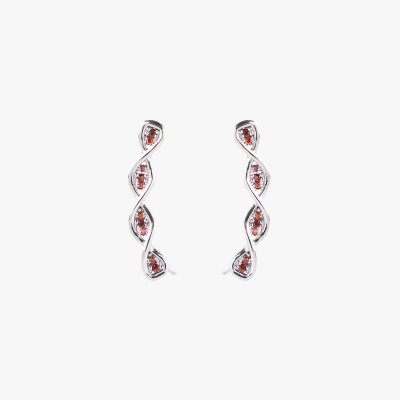 Silver earrings "DNA" red